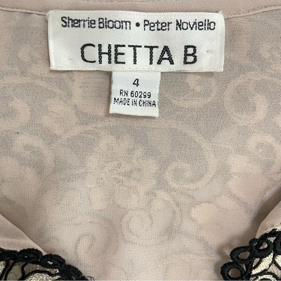 VTG Chetta B, Sherrie Bloom, Peter Novello black gold embroidered lace top S 4. - Picture 9 of 13